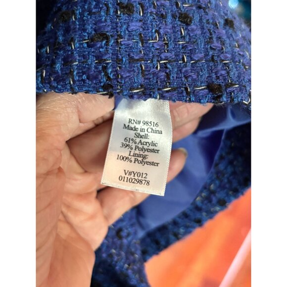 Coldwater Creek Women's Blue Tweed Jacket Size 10P Career, Work Full Zip Front - Picture 7 of 7
